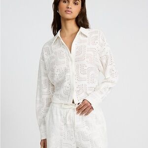 NWOT Express Cotton Jacquard Cropped Shirt